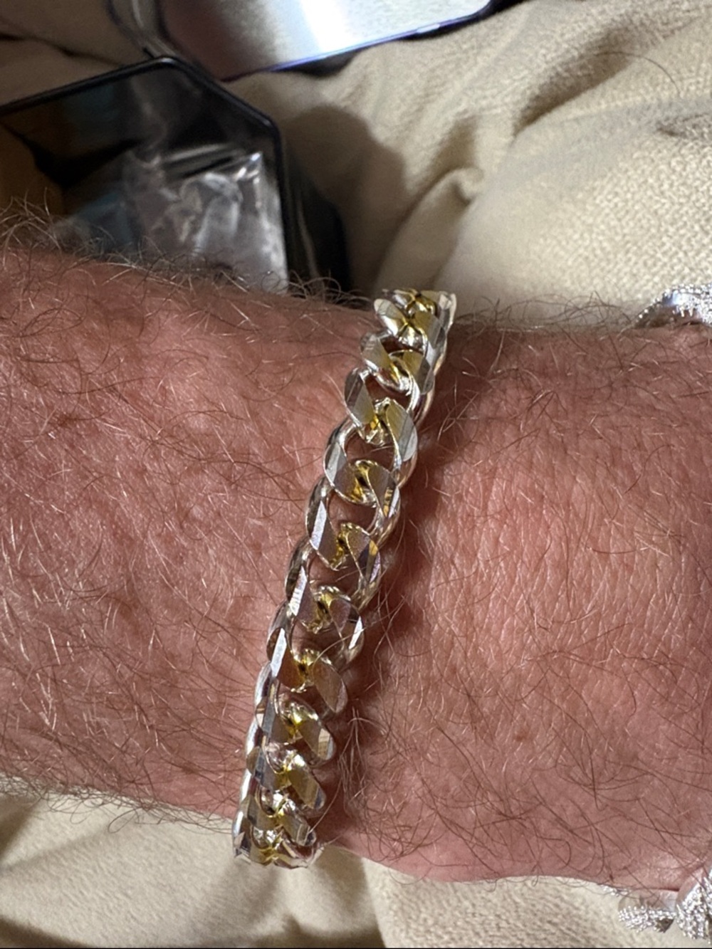 Two-Tone Curb Chain Bracelet - Silver & Gold